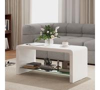 HOMCOM High Gloss Storage Coffee Table, Centre Table for Living Room, White HOMCOM White