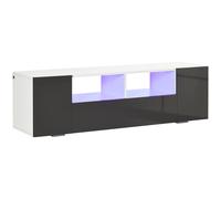 HOMCOM High Gloss Tv Unit Cabinet For Tvs Up To 60'' With Led Lights, Tv Stand With Storage Shelves and Cupboards Grey, Grey