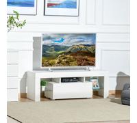 Homcom High Gloss Tv Stand Cabinet W/ Led Rgb Lights And Remote Control White