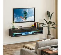 HOMCOM Floating TV Unit Stand Wall Mount TV Cabinet with Storage LED Lights in Black HOMCOM Black