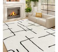 HOMCOM High Pile Modern Shaggy Rug, Soft Floor Carpet 120 x 170 cm, Cream