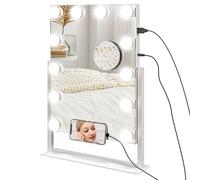 HOMCOM Hollywood Lighted Makeup Mirror with Magnifier, USB Port, Phone Holder