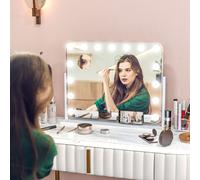 HOMCOM Hollywood Vanity Mirror with 3 Colour LED Magnifier USB Port in White HOMCOM White