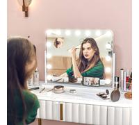 HOMCOM Hollywood Dimmable Lighted Makeup Mirror With Magnifier Usb Port, White