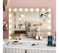 HOMCOM Hollywood Vanity Mirror with Lights, 10X Magnifying, USB Port, White HOMCOM White