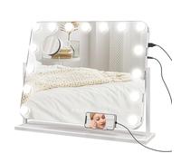 HOMCOM Hollywood Vanity Mirror with 3 Colour LED Magnifier USB Port in White