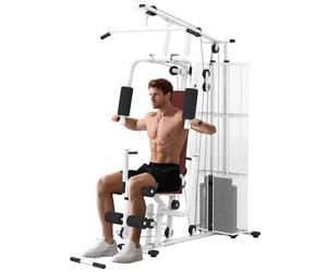 HOMCOM Home Gym Equipment, Multi Gym Workout Station with 45Kg Weight Stack, Chest Station, Butterfly Press & Leg Developer for Strength Training, White