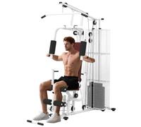 HOMCOM Home Gym Equipment Multi Workout Station 45Kg Weight Stack | Chest Station, Butterfly Press & Leg Developer, for Strength Training