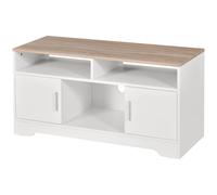 Homcom Home Office 42" Tv Stand Storage Unit With Cabinets Shelves Table Top In White White