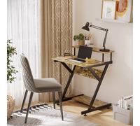 Computer Desk with Monitor Shelf and Storage R Shaped Gaming Study Writing Table for Home Office Brown Office - TJ Hughes