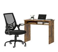 Homcom Home Office Desk & Chair Set W/ Shelves Ergonomic Swivel Chair Brown Brown