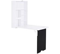 HOMCOM Multi-Functional Folding Wall-Mounted Drop-Leaf Table w/Chalkboard Shelf