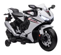 HOMCOM Honda Licensed 6V Kids Electric Motorbike for Ages 3-5 Years White | Ride On Motorcycle Vehicle, Headlights, Music, Training Wheels