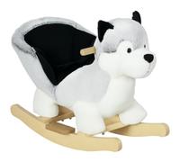 HOMCOM Husky Baby Rocking Horse for Toddlers, Plush Wooden Child Rocking Animal with Sound, Seatbelt, Gift for Ages 18-36 Months, Kids Ride-On Toy for Indoor Use - Grey Grey