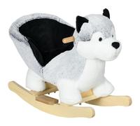 HOMCOM Baby Rocking Horse, Husky-shaped Plush Wooden Child Rocking Animal w/ Seat Belt, Ride on Toy for Kids 18-36 Months, Grey Aosom UK