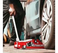 HOMCOM Hydraulic Low Profile Floor Jack, 2.5 T 80-360 mm Steel Car Jack, Red