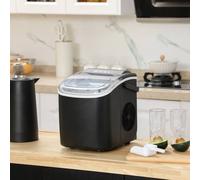 HOMCOM Ice Maker Machine Counter Top, 12Kg in 24 Hrs, 9 Cubes Ready in 6-12Mins, Portable Ice Cube Maker with Ice Scoop and Basket, Black Aosom UK