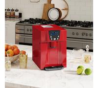 HOMCOM 3L Ice Maker Machine and Water Dispenser, 12kg in 24H, 2 Size Options 9 Ice Cubes Ready in 6-10 Mins Countertop Ice Machine for Home, Kitchen, Office, Bar, Red