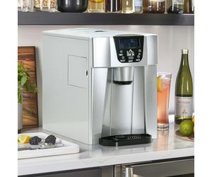 HOMCOM Ice Maker Machine and Water Dispenser No Plumbing Required - Silver - 25.2cm x 38.9cm x 36.3cm
