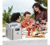 HOMCOM Ice Maker Machine Compact Counter Top Ice Cube Maker 20kg in 24 Hrs in Silver HOMCOM Silver