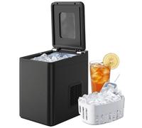 HOMCOM Ice Maker Machine Countertop, 12kg/24H, 9 Cubes in 7 Mins, 2 Sizes, Self-Cleaning Compact Ice Cube Maker with Scoop and Basket for Home Office Kitchen RV, Black