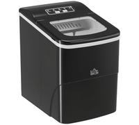 HOMCOM Ice Maker Machine Countertop 9 Cubes in 8 Mins 12 KG/24 Hrs, Black | 2 Bullet Sizes, Self-Cleaning, Portable Ice Cube Maker, Scoop & Basket, for Home/Kitchen/Office/Bar/RV