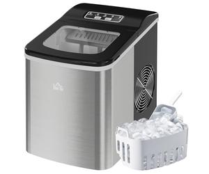 HOMCOM Ice Maker Machine Countertop 9 Cubes in 8 Mins 12KG in 24Hrs Black