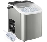 HOMCOM Ice Maker Machine Countertop, 9 Cubes Ready in 7 Mins, 12 KG in 24Hrs, 2 Sizes of Bullet, Self-Cleaning Ice Machine with Portable Handle, Scoop and Basket for Home Kitchen Office RV