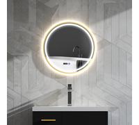 HOMCOM Illuminated Bathroom LED Mirror 60cm Round Wall Mounted Mirror Gold HOMCOM Gold