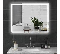 HOMCOM Illuminated Bathroom Mirror with LED Lights 3 Colours Defogging Film