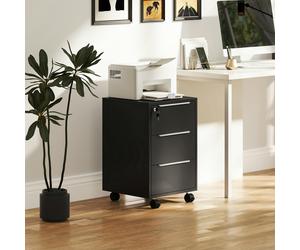 HOMCOM "Including a central locking system;","4 360 degree swivel casters ensure easy movement;","Compact size makes it slide freely under desks;" - Black