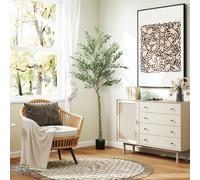 HOMCOM Indoor Artificial Plant, Faux Potted Silk Olive Tree, 120cm - Green - 15 x 15 x 180 cm - 1