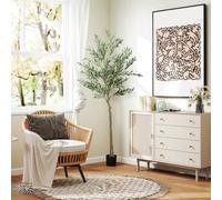 Portland Faux Potted Silk Olive Indoor Artificial Tree 180cm - Size: 180 x 15 x 15cm - Green - Wilko