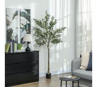 Homcom Indoor Artificial Plant, Faux Potted Silk Olive Tree, 180Cm In Green Green One Size