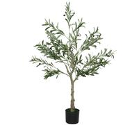 HOMCOM 6ft/ 180cm Decorative Artificial Plant, Silk Olive Tree with 900 Leaves and 40 Olive Fruits in Pot, Fake Plant for Home, Office, Living Room, Indoor Decor