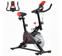 HOMCOM Indoor Exercise Bike, Stationary Bike, Cycling Machine with Adjustable Seat, Resistance, Handlebar, LCD Display and Flywheel, for Home Gym Workout, Black Black