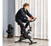 HOMCOM Indoor Exercise Bike, Stationary Bike, Cycling Machine with Adjustable Seat, Resistance, Handlebar, LCD Display and Heart Rate Sensor, for Home Gym Workout, Black