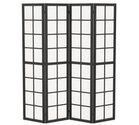 Homcom Indoor Room Partition, 4 Panel Folding Room Divider, Black Black