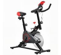 HOMCOM Indoor Upright Exercise Bike Machine, with Adjustable Seat, Resistance, Handlebar, LCD Display