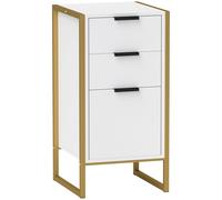 HOMCOM Industrial 3-Drawer Bedroom Chest of Drawers with Metal Frame, White