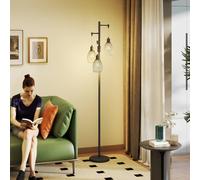 HOMCOM Industrial 3-Light Floor Lamp Dimmable LED Standing Lamp - Black | TJ Hughes
