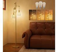 Homcom Industrial 3-Light Floor Lamp Dimmable Led Standing Lamp, Gold Tone