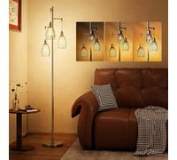 HOMCOM 3-Light Floor Lamp Dimmable 170cm 2700K/Bulb Not Included Silver