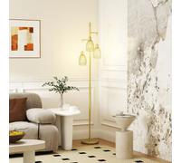 Homcom Industrial 3-Light Floor Lamp Dimmable Standing Lamp For Living Room In Gold Gold One Size