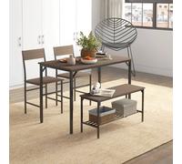 Homcom Industrial 4 Piece Dining Table And Chairs Set Kitchen Table Set Of 4 In Grey Grey One Size