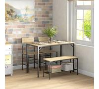 Homcom Industrial 4 Piece Dining Table And Chairs Set Kitchen Table Set Of 4 In Yellow Yellow One Size