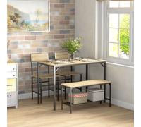 HOMCOM Dining Table And Chairs Set With 2 Chairs Bench Natural, Brown