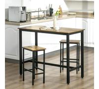 Set of 2 Kitchen Breakfast Bar Chairs with Footrest, Rustic Brown