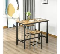 HOMCOM Industrial Bar Stools Set of 2, Kitchen Bar Chairs Home Pub Rustic Brown - Rustic Brown