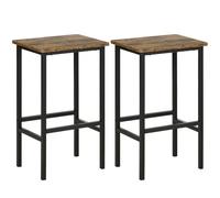 HOMCOM Industrial Bar Stools, Set of 2 Kitchen Breakfast Bar Chairs with Footrest, Counter Height Island Stools for Dining Area, Home Pub, Rustic Brown